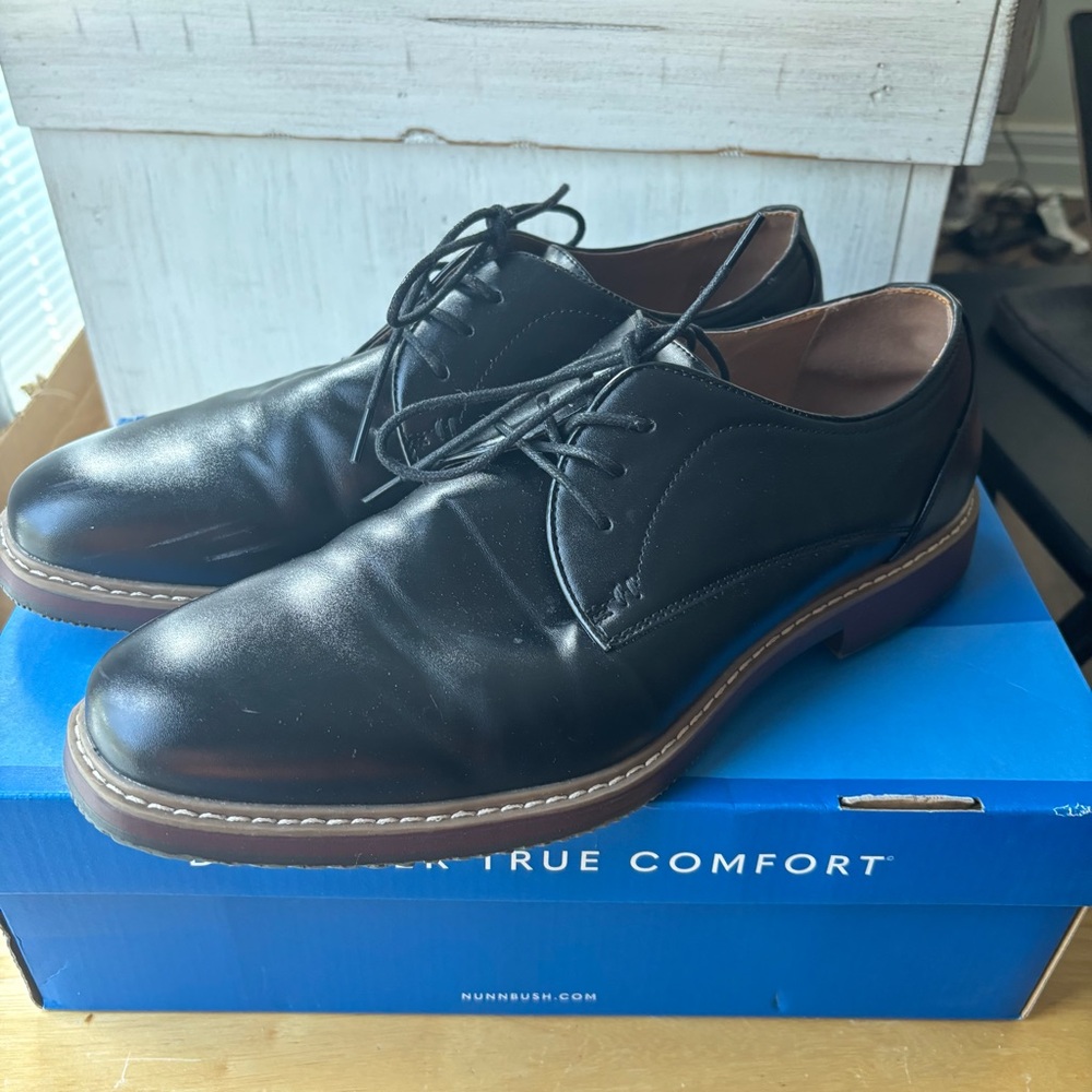 Nunn Bush Westfield Oxfords Men's Sz 11 Black Comfort Gel Plain Toe (81926-001)